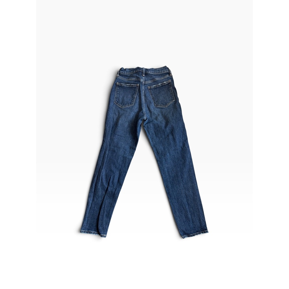 Gap Mom Jean High Rise Size 24/00R Dark Wash Blue Distressed Vintage Style - Picture 2 of 9